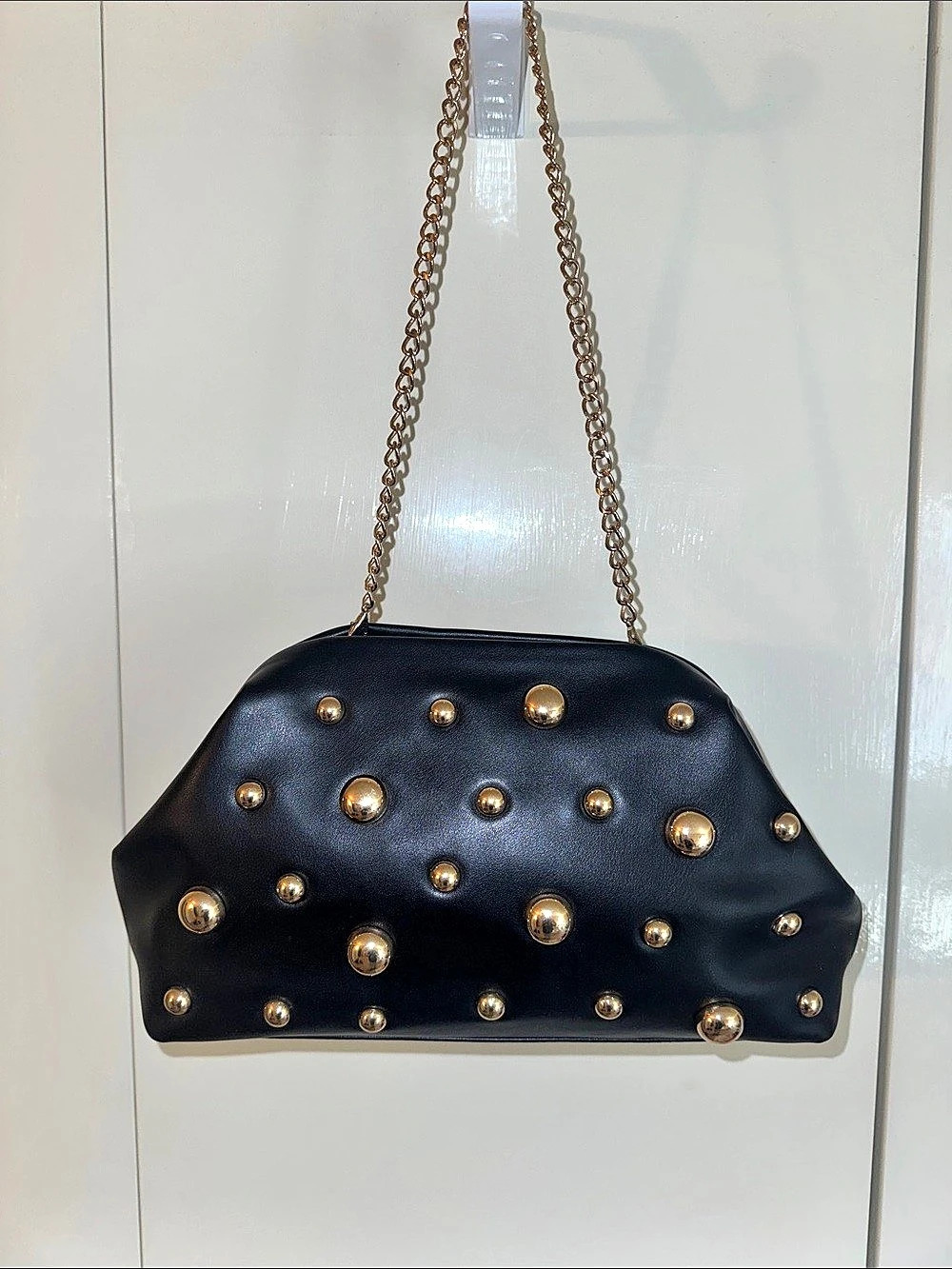 Round Studded Handbag with Hinge